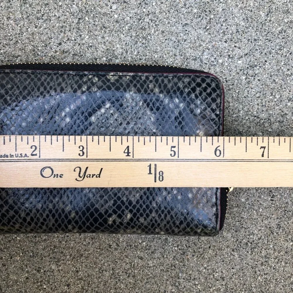 STELLA & DOT Faux Snakeskin Wallet Womens Zip Around Clutch 6" x 3.5"​​​ - Picture 10 of 11